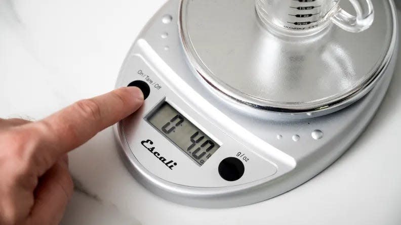 The Escali digital kitchen scale is small and easy to use.