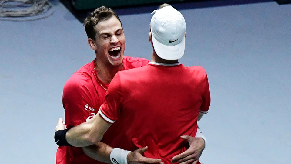 Team Canada was overcome with emotion after sealing a spot in the Davis Cup final.