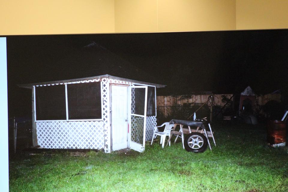 Bernard Thomas, who was found guilty on a murder charge, lived in this gazebo behind a house rented by Tracy Adams in DeLand. Thomas is accused of setting Adams on fire in 2017. Jurors were shown a picture of the gazebo during the trial.