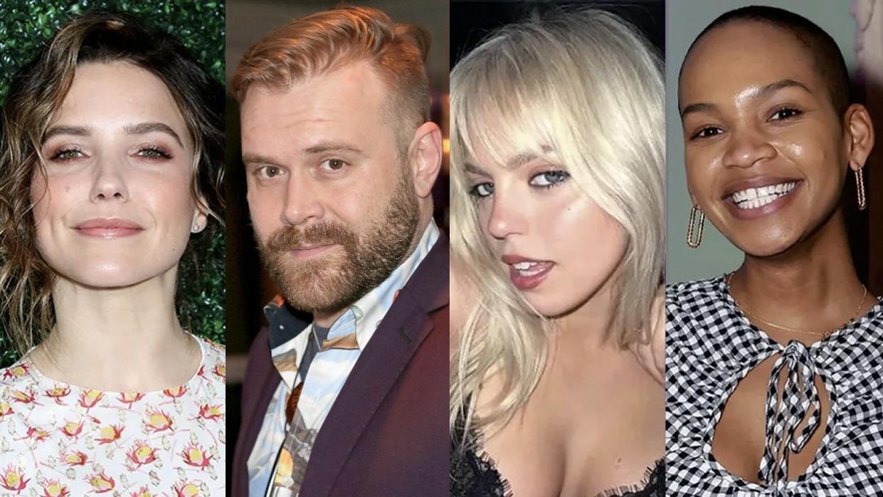 queer celebrities coming out 2024: (L-R) Sophia Bush, Daniel Bedingfield, Reneé Rapp, Bethany Antonia