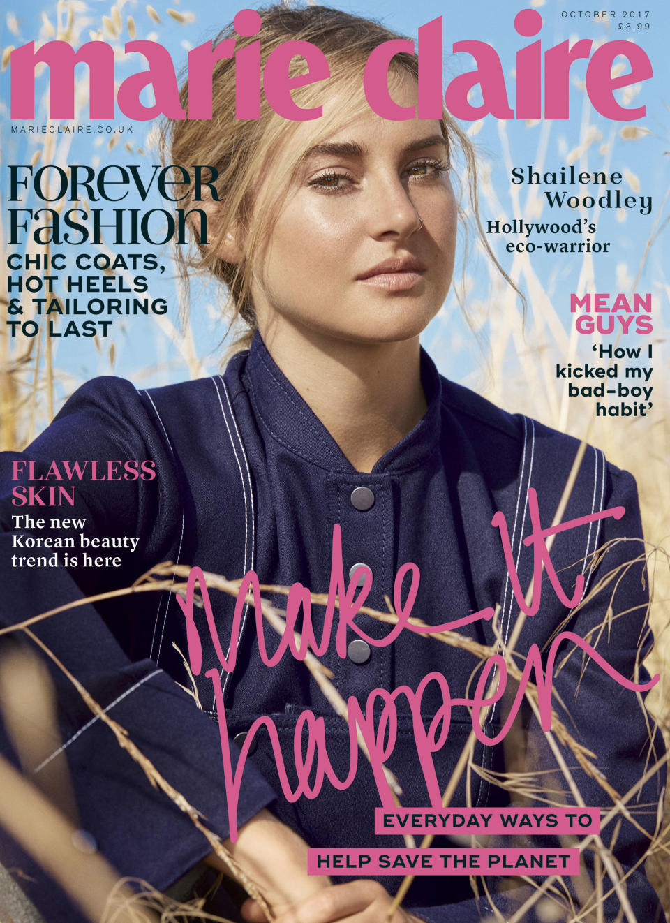 Shailene Woodley on the cover of Marie Claire U.K.'s October issue.&nbsp; (Photo: Marie Claire UK)