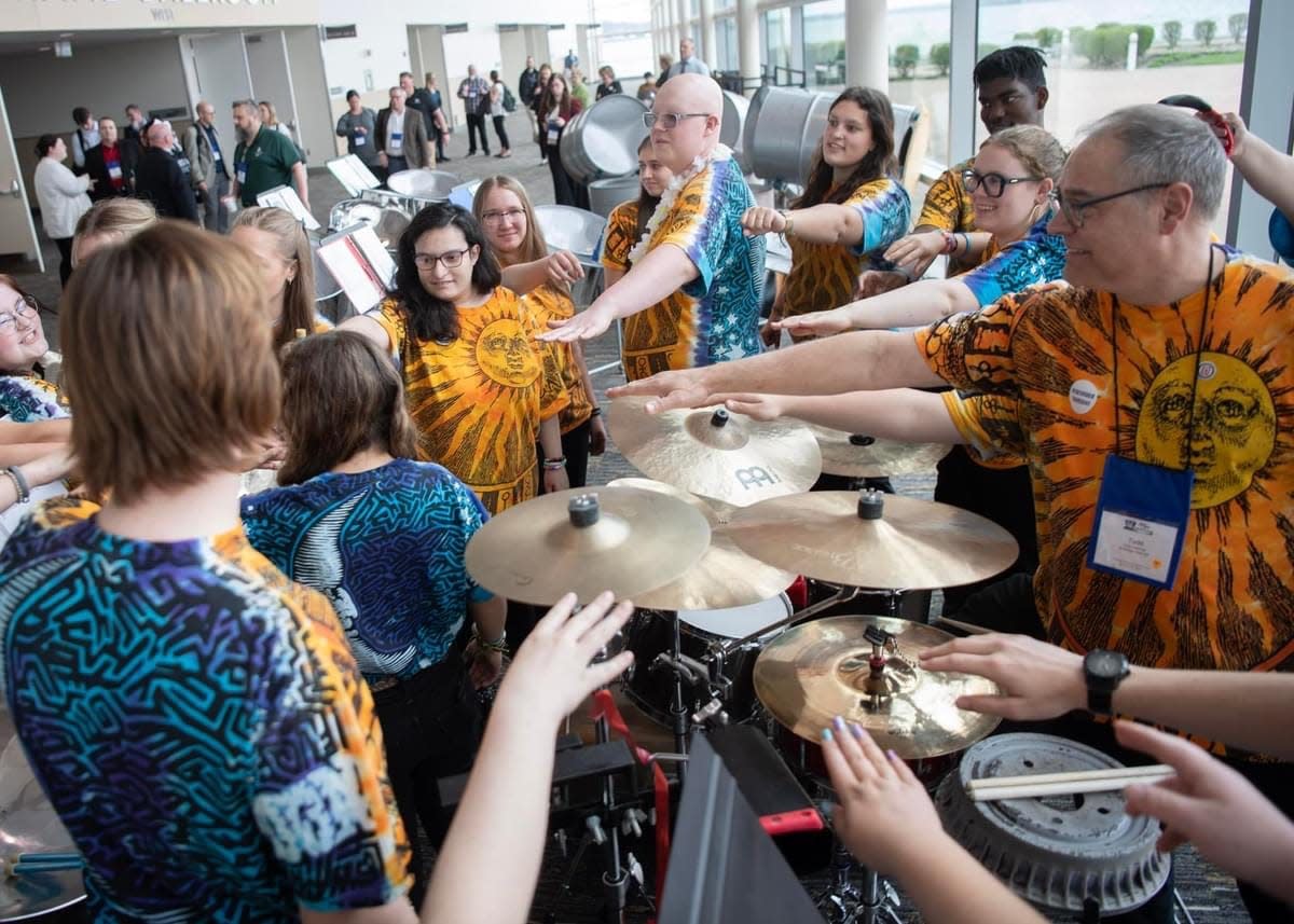 The Ambridge Steel Drum Band entertained music educators last week at conference along Presque Isle Bay in Erie. The group has a special 35th anniversary concert in Ambridge this week.