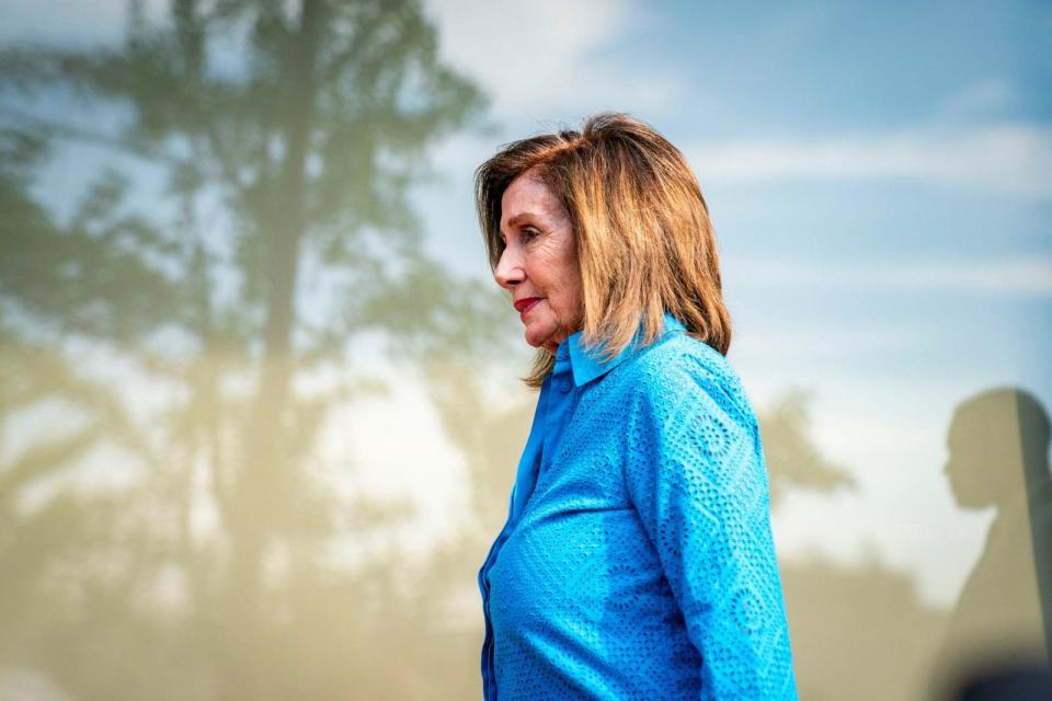 PHOTO: In this July 9, 2024, file photo, Rep. Nancy Pelosi enters the Democratic Congressional Campaign Committee headquarters before a phone-less, members-only meeting in Washington, D.C. (The Washington Post via Getty Images, FILE)