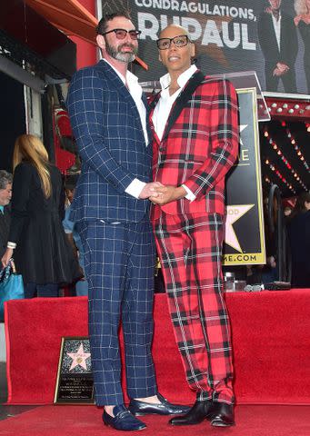 <p>FREDERIC J. BROWN/AFP/Getty</p> RuPaul and his husband Georges LeBar at RuPaul's Hollywood Walk of Fame Star ceremony on March 16, 2018 in Hollywood, California