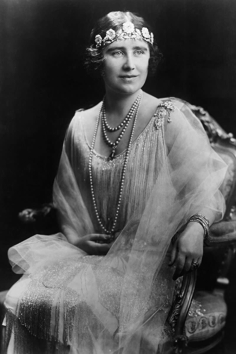 <p>The Strathmore Rose tiara was given to Lady Elizabeth Bowes-Lyon–who would become the Queen Mother–by her father for her wedding to the future King George VI in 1923. </p>