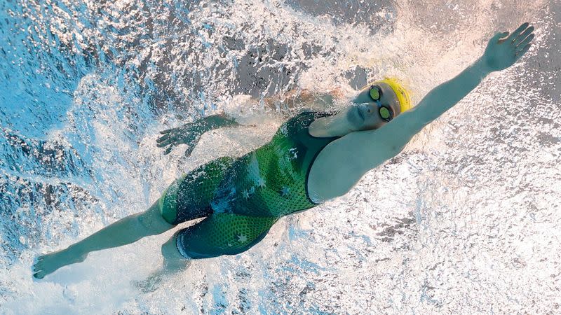 Foto del miércoles de la australiana Ariarne Titmus en la final de los 200 mts libres.