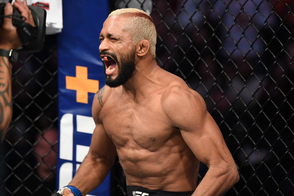 NORFOLK, VA - FEBRUARY 29:  Deiveson Figueiredo is introduced prior to facing Joseph Benavidez in their flyweight championship bout during the UFC Fight Night event at Chartway Arena on February 29, 2020 in Norfolk, Virginia. (Photo by Josh Hedges/Zuffa LLC via Getty Images)