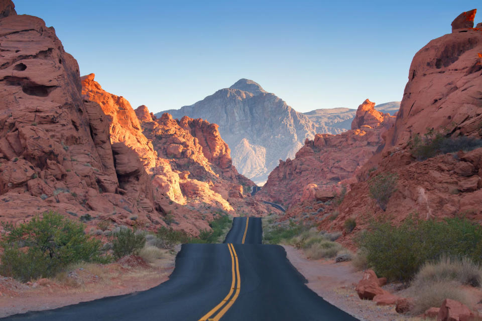 Road through Valley of Fire State Park in Nevada