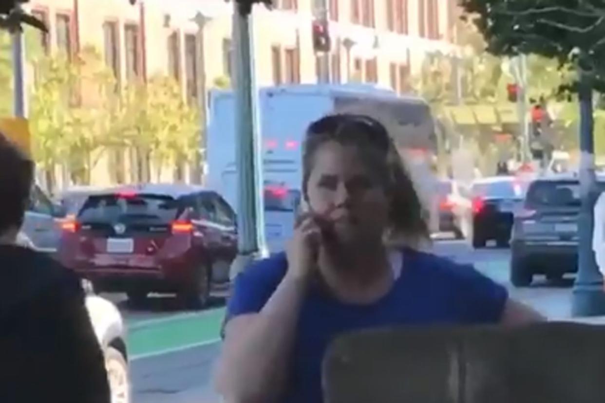 The woman was filmed appearing to call police over the girl selling bottled water to thirsty passers-by: Twitter