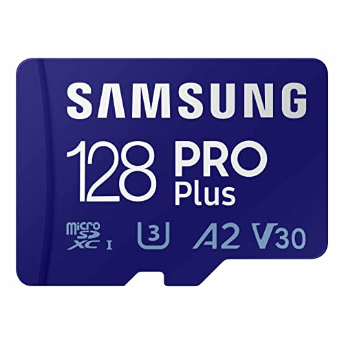 SAMSUNG PRO Plus microSD Memory Card + Adapter, 128GB MicroSDXC, Up to 180 MB/s, Full HD & 4K U…