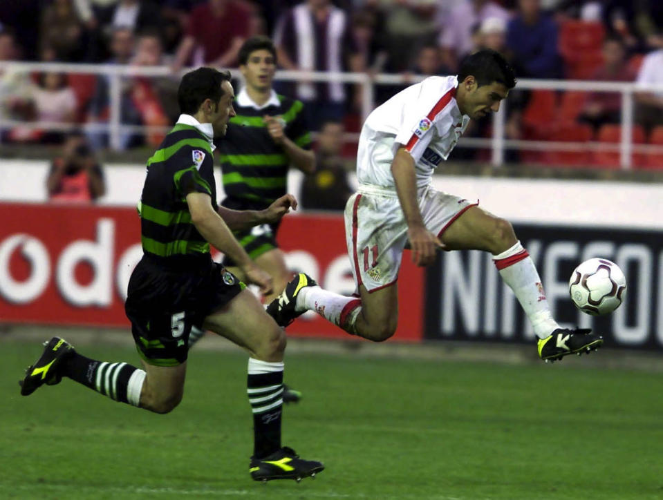 Jose Antonio Reyes of Sevilla in action during the Primera Liga match between Sevilla and Racing Santander (Photo by Firo Foto/Getty Images)