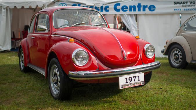 Jakarta / Indonesia - April 6, 2013 : Volkswagen Beetle type 1302S year 1971.