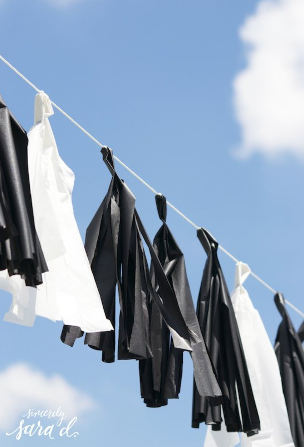 black and white tassel garland for graduation party