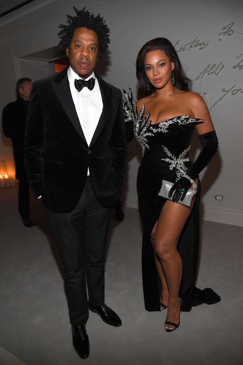 Jay-Z and Beyoncé pose at Sean Combs 50th Birthday Bash in December 2019