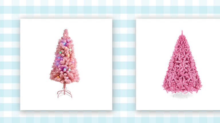 pink christmas trees