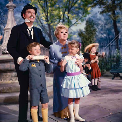 <p>Donaldson Collection/Getty</p> David Tomlinson, Glynis Johns, Matthew Garber, Karen Dotrice in 'Mary Poppins'