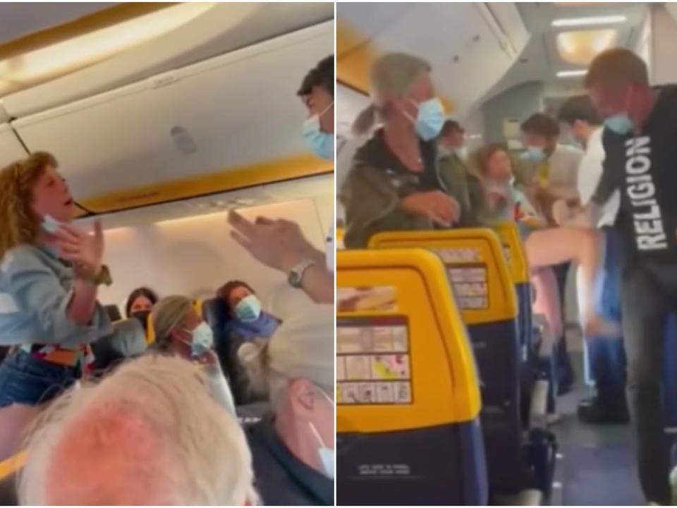 A woman attacks passengers on a Ryanair flight