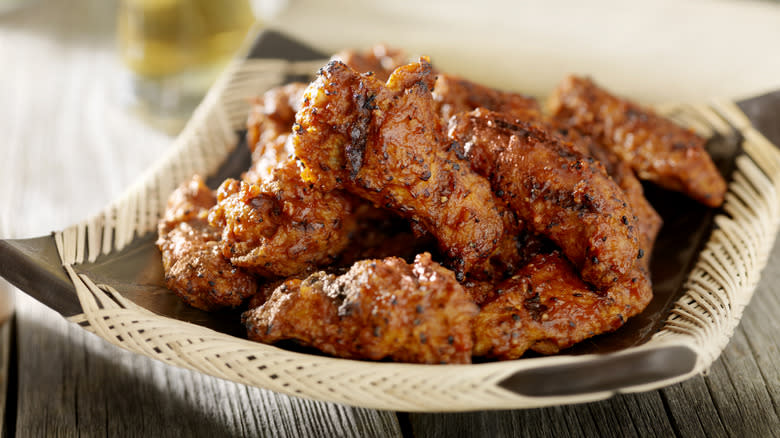 Basket of crispy chicken wings