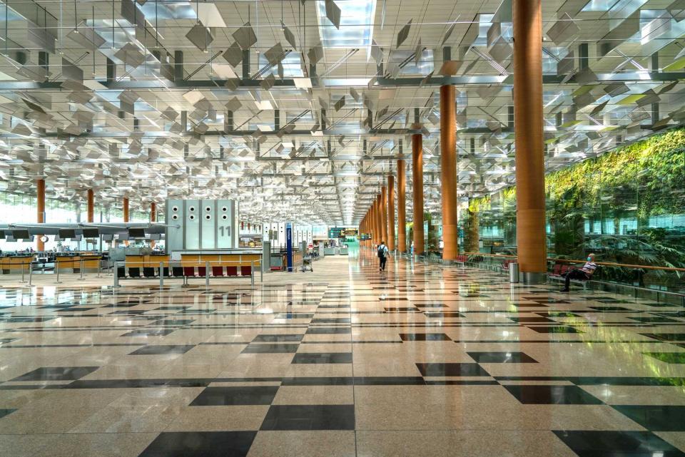 Departures hall at Changi Airport in Singapore