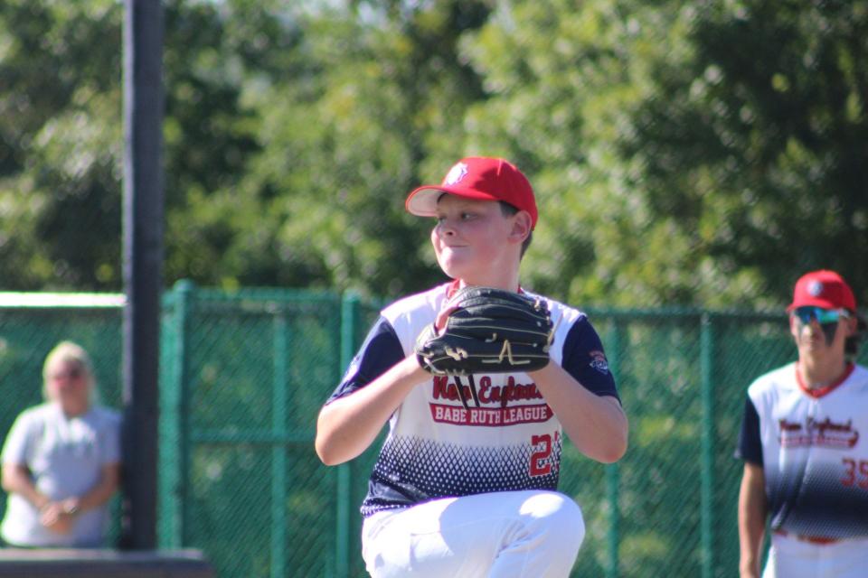 Dover's Connor Lynch delivers a pitch during Thursday's 7-2 win over Bryant, Arkansas in a consolation game at the Cal Ripken World Series in Branson, Missouri. Dover will play West Fargo, North Dakota on Friday at 12:30 p.m. EST.