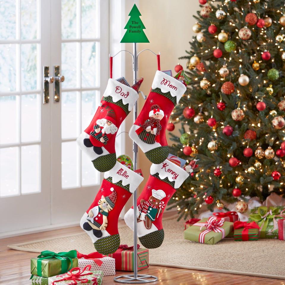 6) Personalized Metal Stocking Holder