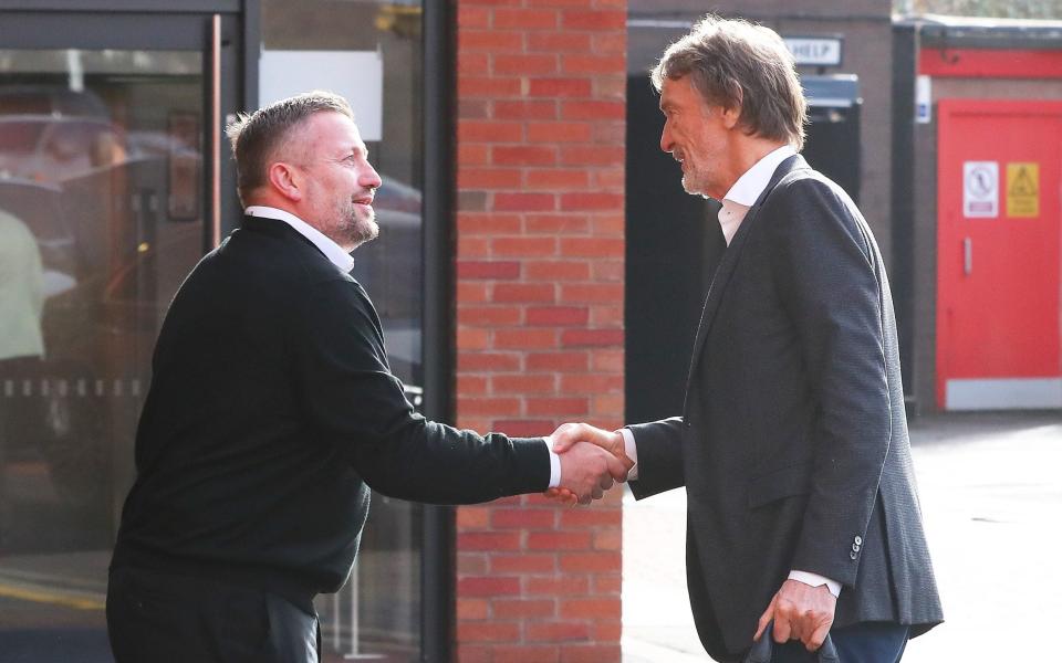 Richard Arnold (left) Sir Jim Ratcliffe (right) - It's already one-nil to Sir Jim Ratcliffe for just turning up in Manchester United takeover bid - Telegraph/Eamonn and James Clarke