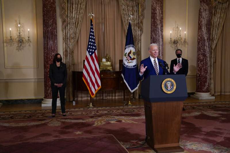 美國總統拜登發表外交政策演說。（美聯社）