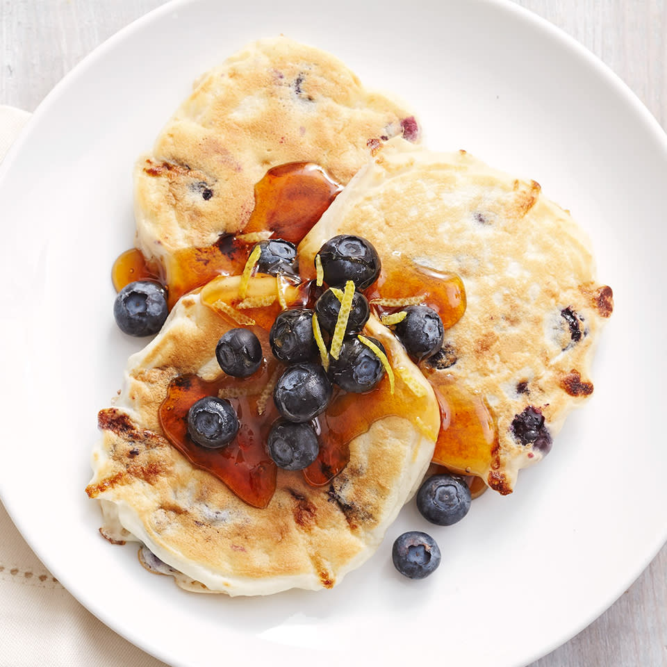 Blueberry-Lemon Cottage Cheese Silver Dollar Pancakes