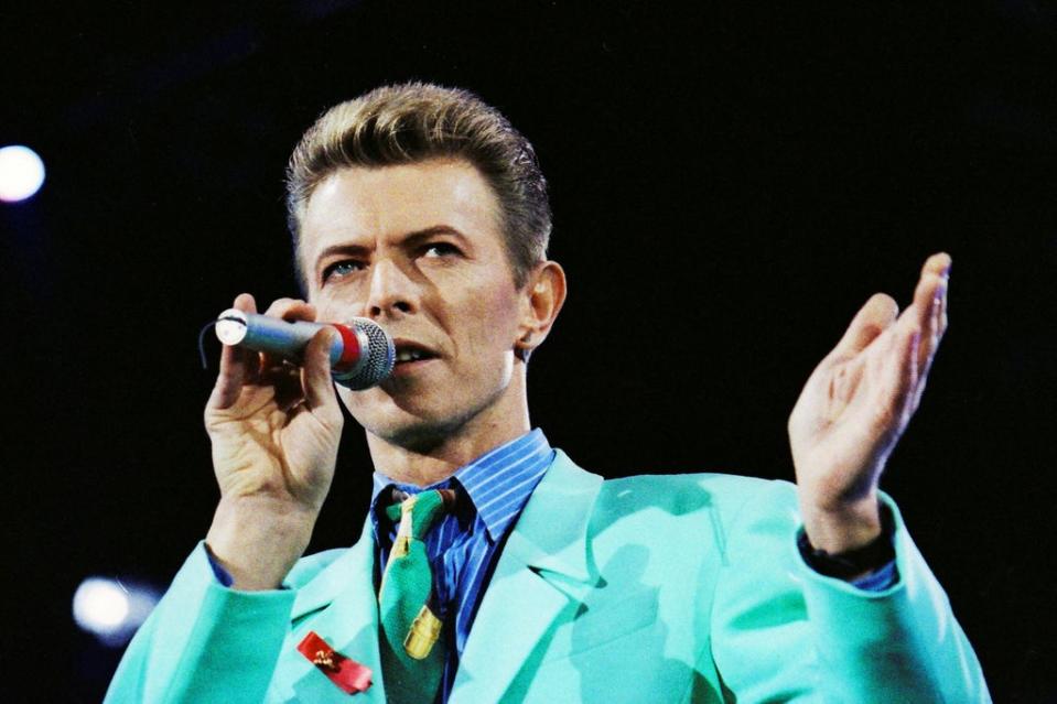 David Bowie performs at Wembley Stadium in April 1992 (REUTERS)