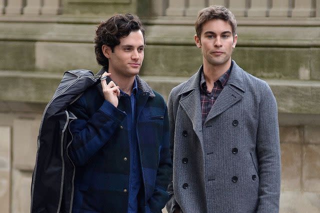 Alo Ceballos/FilmMagic Penn Badgley and Chace Crawford are seen on the set of "Gossip Girl" on November 14, 2011 in New York City.