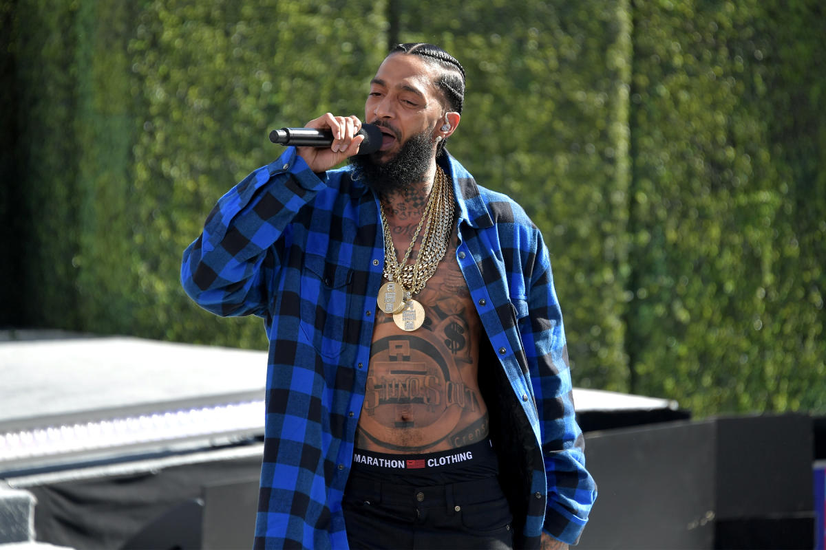 Nipsey Hussle - Racks In The Middle (feat. Roddy Ricch & Hit-Boy): Clothes,  Outfits, Brands, Style and Looks