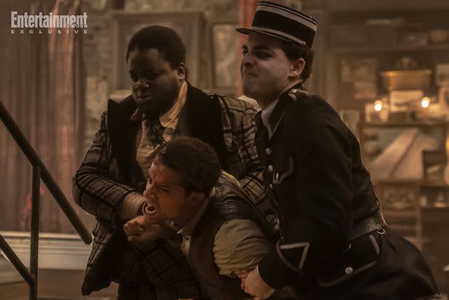 <p>Larry Horricks/AMC</p> Jordan Unachukwu, Jacob Anderson, and Jake Cecil in "Interview with the Vampire"