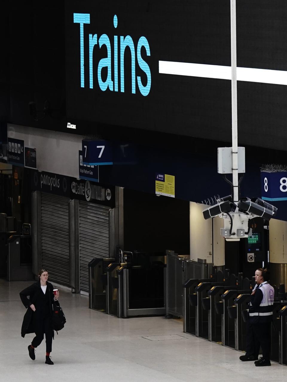 Empty-looking Waterloo train station (Aaron Chown/PA Wire)