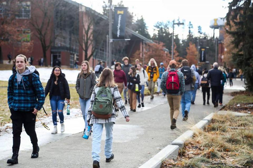 PHOTO: University of Idaho students returned to campus, Jan. 11, 2023, in Moscow, Idaho. (Angela Palermo/Idaho Statesman/Tribune News Service via Getty Images)