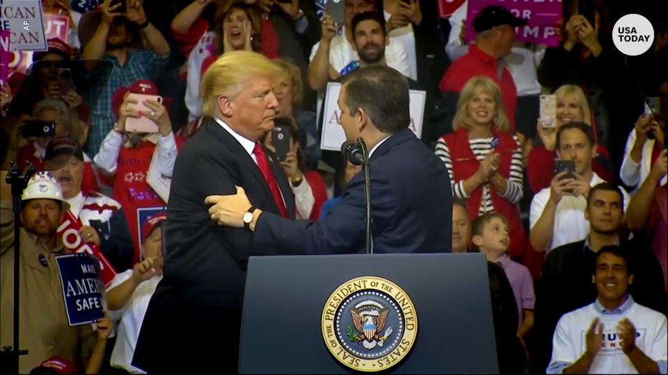 President Trump and Sen. Ted Cruz hug it out on the campaign trail