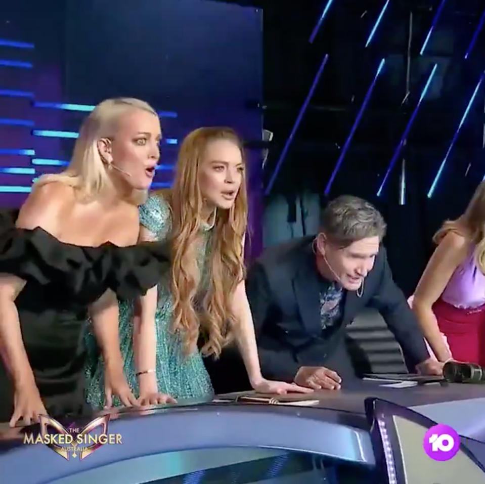 Lindsay Lohan was confused about who Gretel was when she was first unmasked on The Masked Singer Australia. Photo: Ten