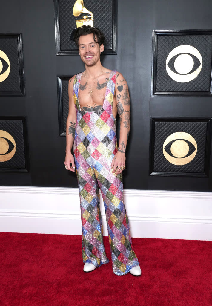 Harry Styles arrives at the 65th Grammy Awards on Feb. 5 at Crypto.com Arena in Los Angeles. (Photo: Kevin Mazur/Getty Images for The Recording Academy)