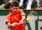 Serbia's Novak Djokovic in action during the first round, Roland Garros, Paris, France - 26/5/15 - Reuters / Jason Cairnduff