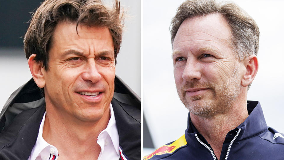 Toto Wolff and Christian Horner are pictured side by side.