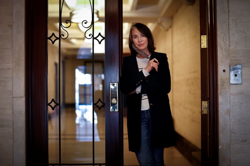 Maree Johnson-Baruch, a Broadway performer, poses in the lobby of her home in New York City