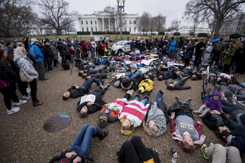 Students and supporters&nbsp;gather on Pennsylvania Avenue.