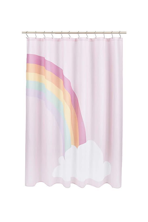4) Rainbow Printed Microfiber Shower Curtain