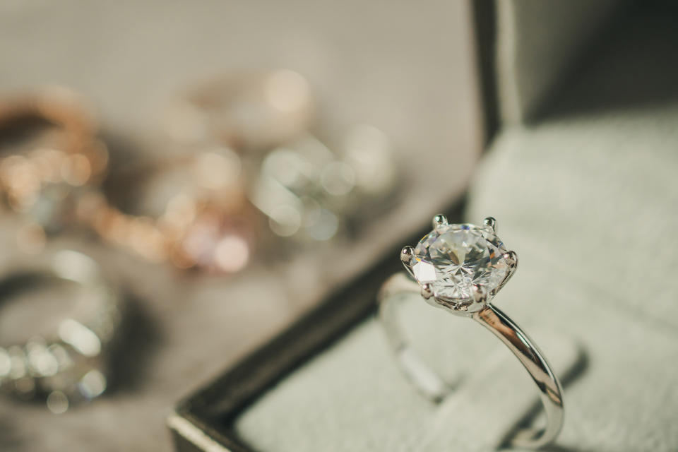 Close-up of a diamond engagement ring