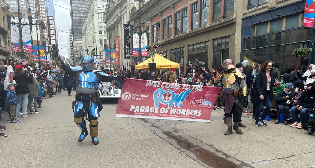 The Parade of Wonders drew thousands of people from Calgary and beyond to the city's downtown on Friday morning, celebrating the official launch of the 17th annual Calgary Comic and Entertainment Expo. (Christina Romulado/CBC - image credit)