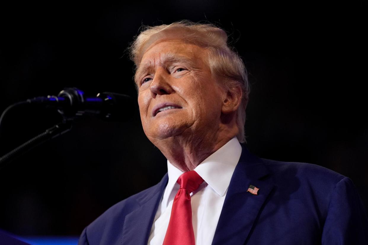 <span>Donald Trump speaks at a campaign event in Wilkes-Barre, Pennsylvania, on Saturday.</span><span>Photograph: Carolyn Kaster/AP</span>