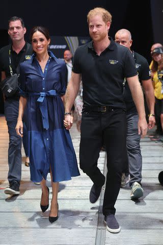 <p>Chris Jackson/Getty</p> Meghan Markle and Prince Harry at the Invictus Games on Sept. 15, 2023