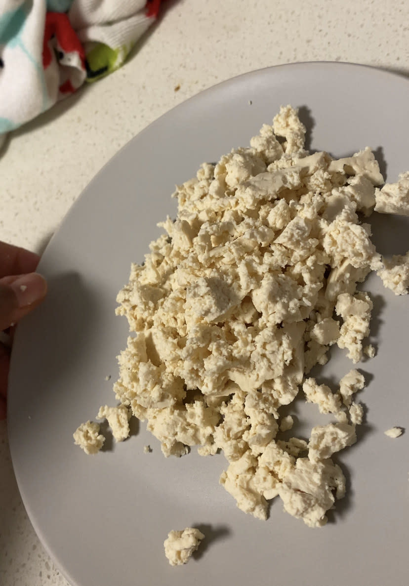 Tofu pressed and crumbled