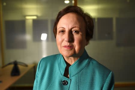 Iranian Nobel Peace laureate Shirin Ebadi speaks during an interview in London, Britain, January 4, 2018. REUTERS/Dylan Martinez