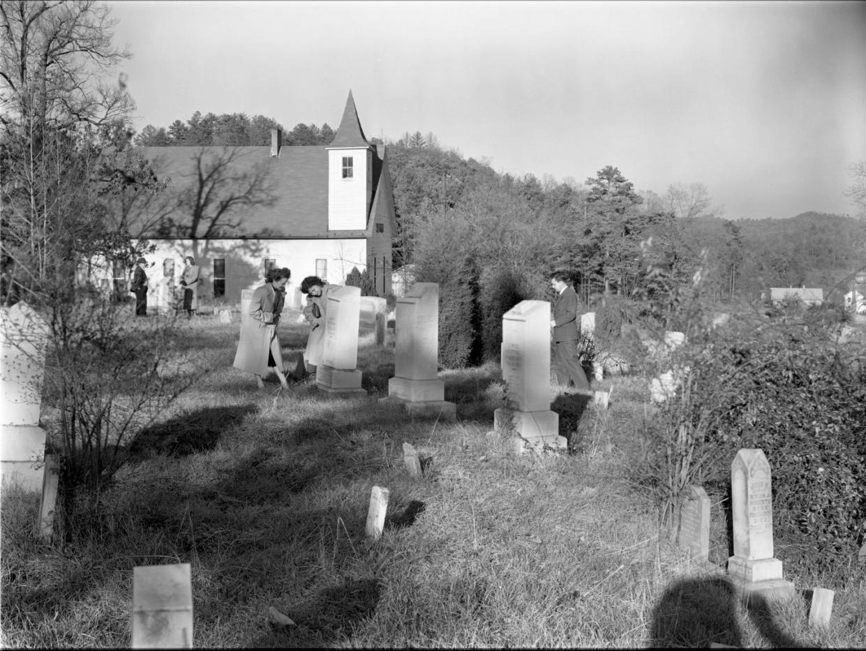 This photo shows the Wheat cemetery and church.