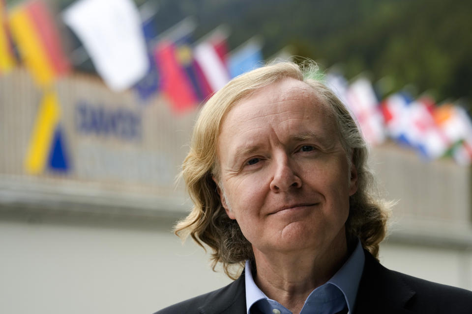 Allen Blue is Vice President of Product Management and Co-Founder at LinkedIn pose for a photo after an interview with The Associated Press during the World Economic Forum in Davos, Switzerland, Wednesday, May 25, 2022. The annual meeting of the World Economic Forum is taking place in Davos from May 22 until May 26, 2022. (AP Photo/Markus Schreiber)